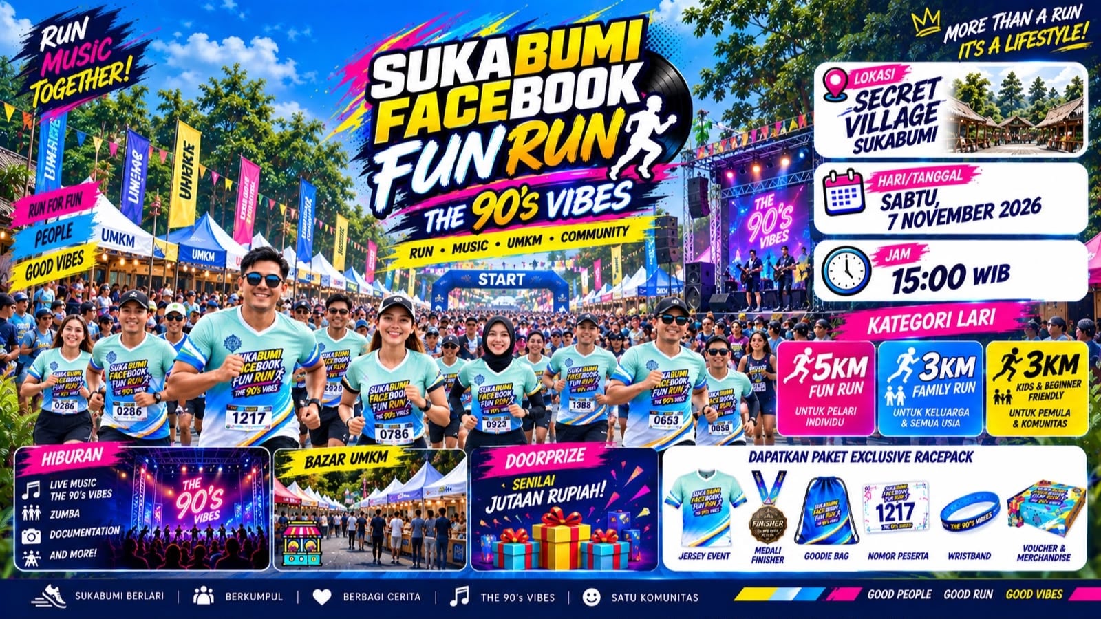 Poster SUKABUMI FACEBOOK FUN RUN THE 90’s VIBES