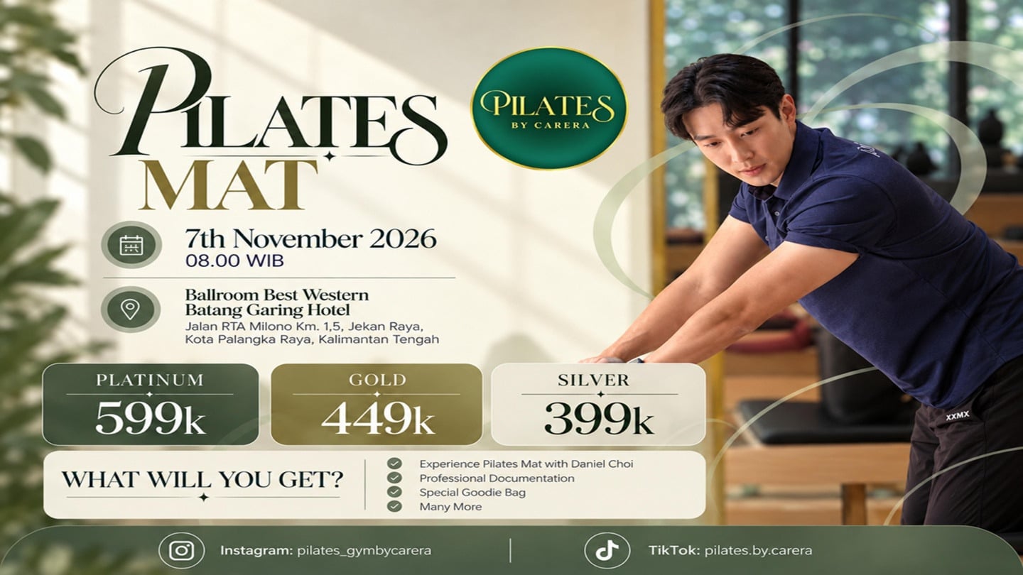 Poster 1st Anniversary Pilates By Carera bersama Daniel Choi